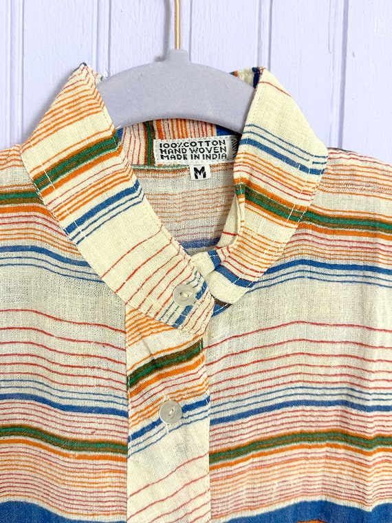 Deadstock Vintage 70’s Striped Cotton Crop Tie To… - image 5