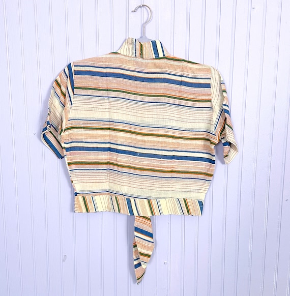 Deadstock Vintage 70’s Striped Cotton Crop Tie To… - image 10