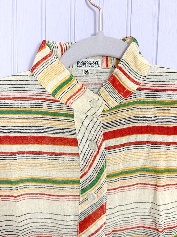 Deadstock Vintage 70’s Striped Cotton Crop Tie To… - image 7