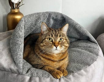 Flauschiges Plüsch beruhigendes Haustierbett: Winterwarmes Hunde- und Katzenbett, Cordhundekuschelsack, mit Fleece gefütterter Welpenwärmer, Komforttierbett, Hundesofa