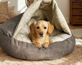 Warm Cozy Donut Cat Dog and Kitten Bed\Couch, Cozy Hood Dog Bed, Plush Cat Sofa Bed, Cat Cave, Cat Nest, Dog Sofa, Perfect Pet Lovers Gift