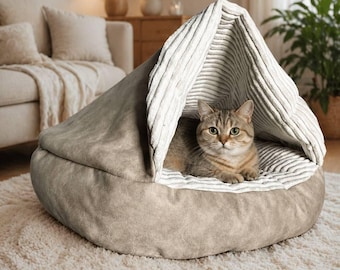 Cama acogedora para perros y cama cueva para gatos: cama suave para mascotas pequeñas, medianas y grandes, nido relajante para mascotas, cama para cachorros y gatitos, regalo para dueños de mascotas.