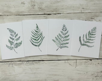 Fern Cards - 8 Blank Fern Cards - Watercolor Botanical Cards - Blank Cards - Leafy Cards - Greenery Notecards - Fern Notecards