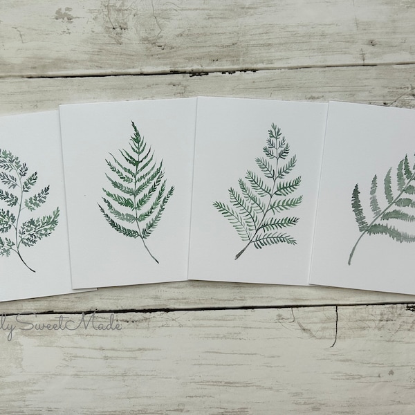 Fern Cards - 8 Blank Fern Cards - Watercolor Botanical Cards - Blank Cards - Leafy Cards - Greenery Notecards - Fern Notecards