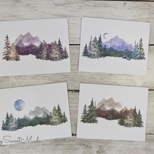 Forest Blank Cards - 8 Mountain Note Cards - Nature Cards -  Landscape Blank Cards - Scenery Cards - Blank Card - Blank Notecards