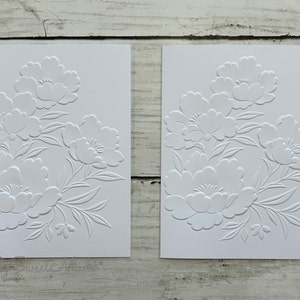 Embossed Blank Cards - 10 Floral Embossed Cards - Embossed Floral Blank Cards - Flowers Embossed Cards - Blank Notecards - Blank Card