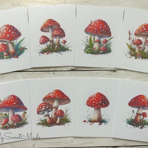 Mushroom Cards - 8 Mushrooms Notecards - Assorted Mushrooms Blank Cards - Mushrooms forest Greeting Cards - Blank Card