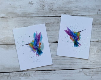 Watercolor Hummingbird Blank Cards: Handmade Notecard Set