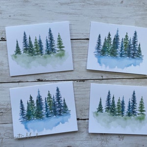 Watercolor Forest Cards: Handmade Blank Notecards, Set of 8