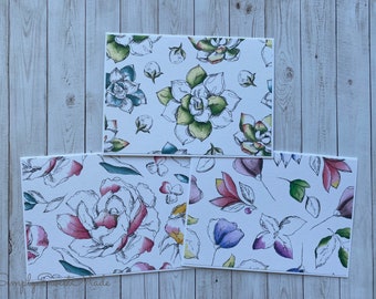 Sketched Floral Cards - 6 Assorted Floral Blank Cards - Blank Note Cards - Floral Cards - Blank Card - Blank Cards Set with Envelopes