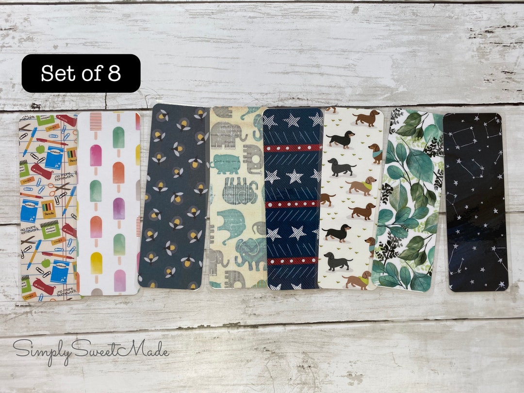 Assorted Bookmarks - Set With 8 Assorted Designs Double Sided Laminated ...