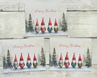 Christmas Cards - 6 Gnome Holiday Cards - Christmas Gnome Cards - Blank Greeting Cards