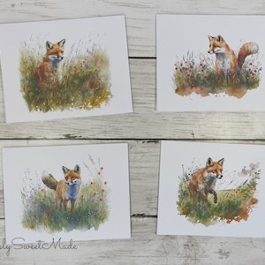 Fox Cards - 8 Fox Notecards - Assorted Fox Blank Cards - Fox Greeting Cards - Blank Card - Fox in a Meadow Cards - Fox Blank Cards Set