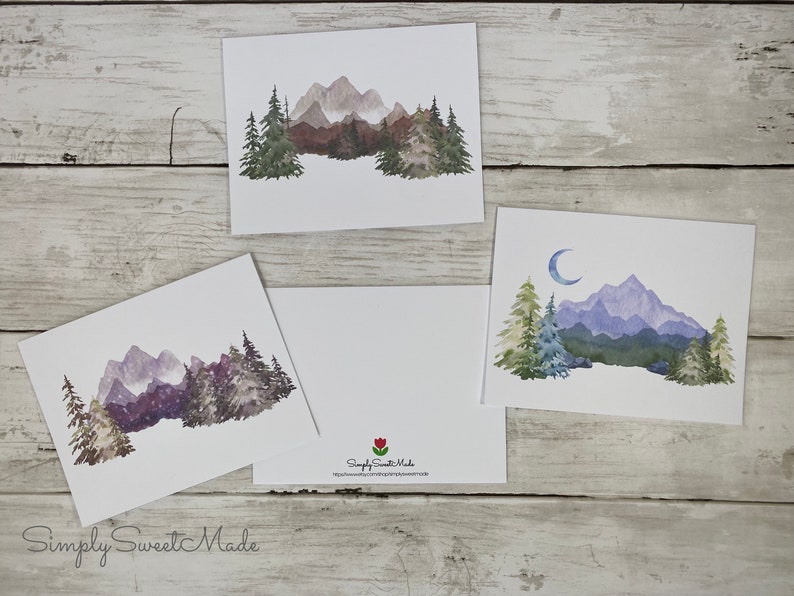 Forest Blank Cards: Mountain Landscape Notecards - Set of 8 Cards and ...
