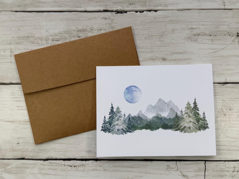 Forest Blank Cards: Mountain Landscape Notecards - Set of 8 Cards and ...