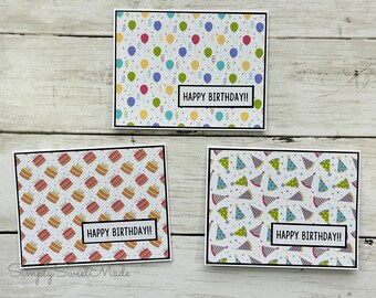 Birthday Cards - 8 Blank Happy Birthday Greeting Cards - Handmade Cards - Birthday Blank Cards Set - Blank Cards - Blank Notecards