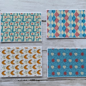 Mid Century Design Cards - 8 Assorted Atomic Mid Century Blank Cards - Blank Greeting Cards - Blank Card - Assorted Retro Designs Cards Set