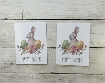 Easter Bunny Cards - 8 Easter Cards - Easter Bunny Blank Note Cards - Happy Easter Blank Card - Easter Notecards