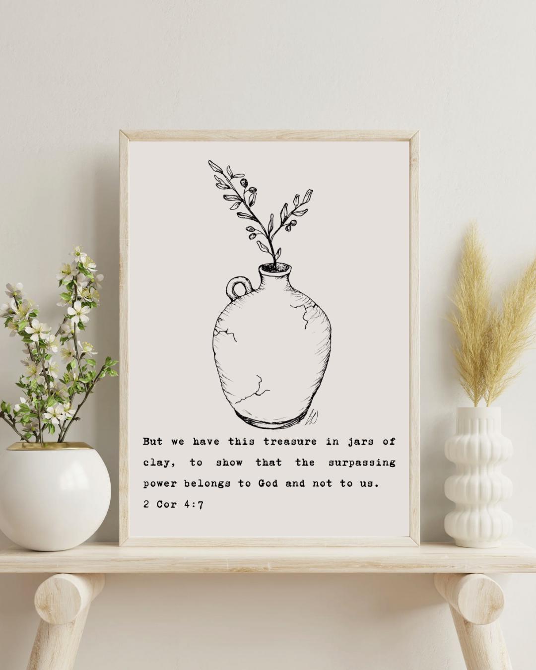 Jars of Clay – 2 Corinthians 4:7 Wall Art | Minimalist Christian Art ...