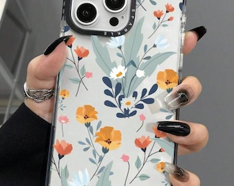 Floral Clear Phone Case for iPhone, Transparent TPU Shockproof Cover