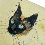 siamese cat, fritz hug, canvas, lithograph, mid century, unframed, a vintage beauty