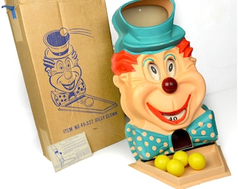 vintage toy,ball toss game,Jolly clown,Peerless Playthings,mid century,vintage children's toy,vintage clown,wall hanging or tabletop game