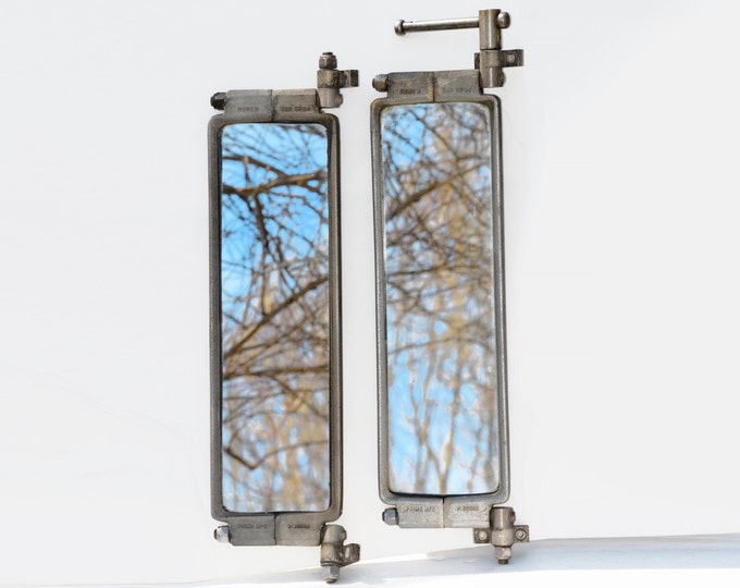Vintage Railroad, Mirrors, Pair, 24, Train, Display, Industrial, Silver,