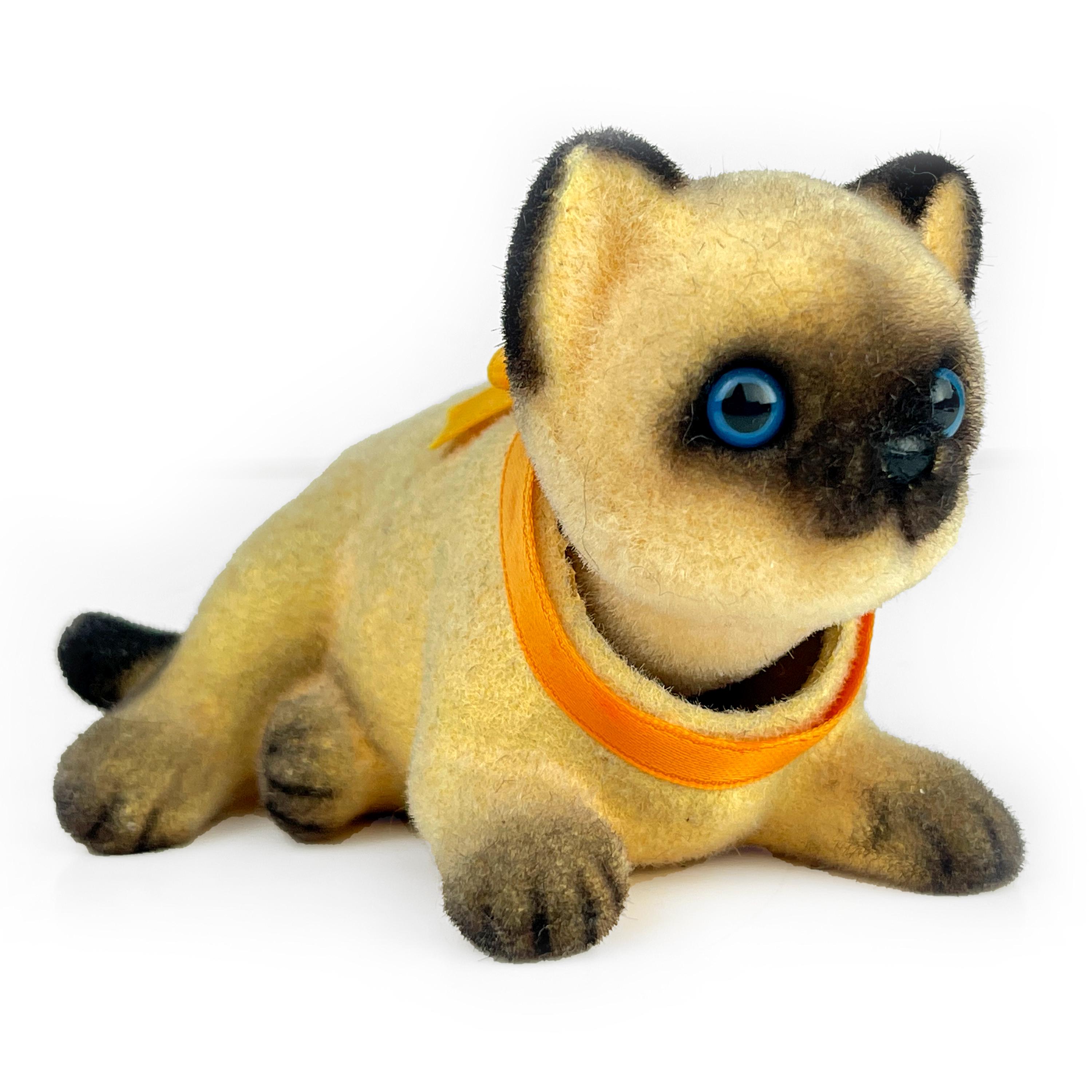 Vintage Flocked Siamese Kitten Nodder, Josef Originals Japan