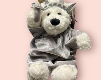 Oso de peluche de la Estatua de la Libertad, oso blanco, túnica plateada, recuerdo de Nueva York con etiquetas
