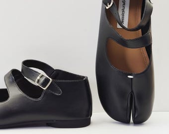 Women's Vintage Tabi Shoes, Vintage Tabi Mary Jane Shoes, French Foldable Women's Shoes, Split Toe Ballet Flats