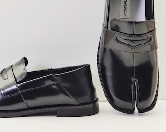 Women's split-toe shoes, flat loafers, vintage Tabi Mary Jane shoes, French folding women's shoes, split-toe ballet flats