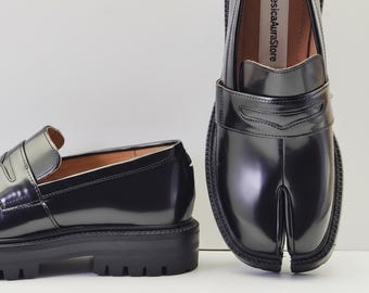 Women's loafers, slip-on shoes, vintage Tabi Mary Janes, French folding shoes for women, split-toe ballet flats