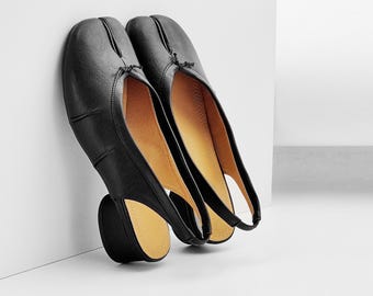 Dam vintage Tabi-skor, grova sandaler med klack och stängd tå, pig's trotter mellanhöga klackar, vintage Tabi Mary Jane-skor