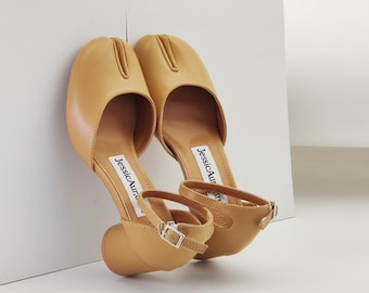 Vintage Tabi-damesschoenen, vintage Tabi Mary Jane-schoenen, Franse opvouwbare damesschoenen, balletschoenen met gespleten teen