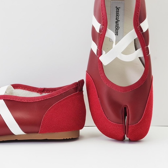 Women's Vintage Tabi Shoes, Vintage Tabi Mary Jane Shoes, French Foldable Women's Shoes, Split Toe Ballet Flats