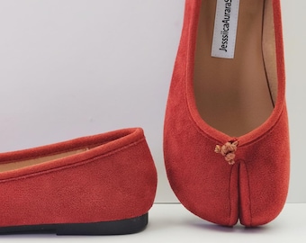 Women's Vintage Tabi Shoes, Vintage Tabi Mary Jane Shoes, French Foldable Women's Shoes, Split Toe Ballet Flats