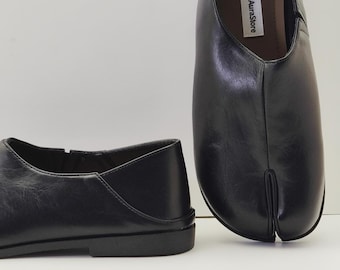 Women's round-toe strappy shoes, retro split-toe Mary Jane shoes, French foldable women's shoes, split-toe ballet flats