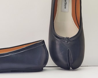 Women's Vintage Tabi Shoes, Vintage Tabi Mary Jane Shoes, French Foldable Women's Shoes, Split Toe Ballet Flats
