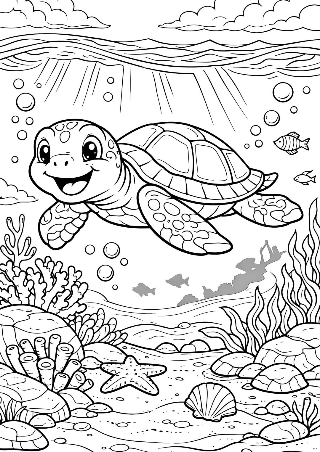 Ocean Animals Coloring Pages for Kids – 50 Printable Pages – Instant ...