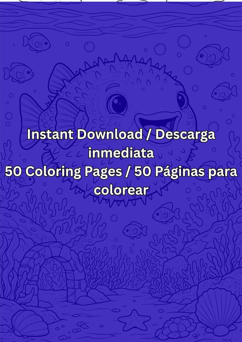 Ocean Animals Coloring Pages for Kids – 50 Printable Pages – Instant ...
