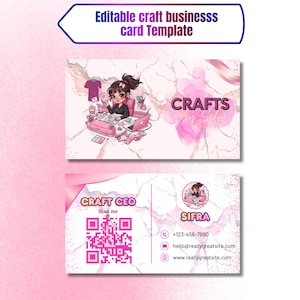 Editable Craft Business Card Template | DIY Small Business (Canva) | 4 different design set
