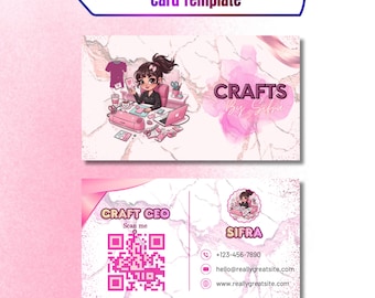 Editable Craft Business Card Template | DIY Small Business (Canva) | 4 different design set