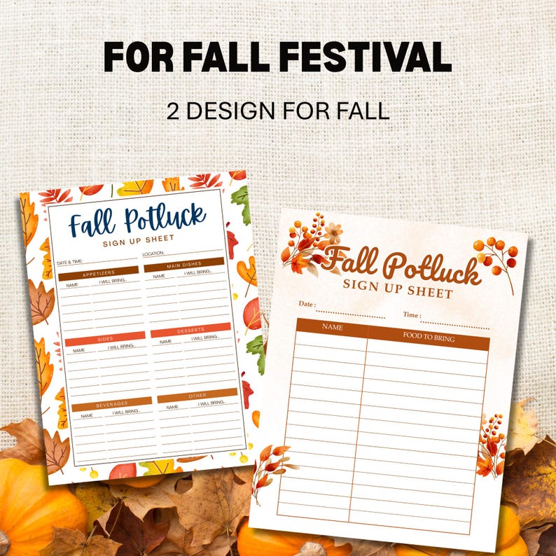 Potluck Form.pdf Customizable Fall Festival Potluck Sign up Sheets, Thanksgiving Potluck ...