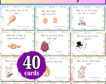 子供向けイースターランチボックスジョーク、印刷可能な子供向けジョークカード、ランチボックスメモ、イースターバスケット詰め物