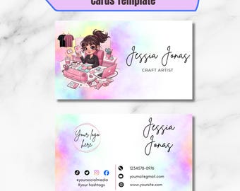 DIYクラフト名刺テンプレート - カスタマイズ可能なデザイン | ediable canvaテンプレート