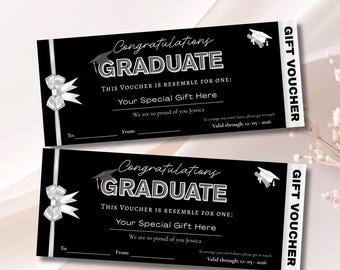 Happy Graduation Gift Certificate Template | Elegant & Grand Voucher, Graduation Ticket Coupon, Class of 2026 Milestone Gift, Editable Canva