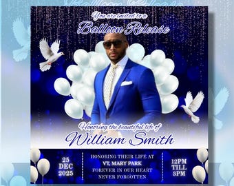 追悼バルーンリリースチラシ | 葬儀チラシ | 追悼チラシ | RIPテンプレート | 追悼テンプレート | Canvaで編集可能