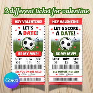 Printable Soccer Ticket Valentines for Kids | Classroom Exchange Cards | Editable Canva Template