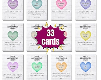 God's Conversation Hearts Bible Valentine Cards (PDF Download) - God's Love Scripture Printable