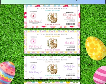 印刷可能なイースターバニーバックス：特典チケット - イースターバニークーポンをすぐにダウンロード